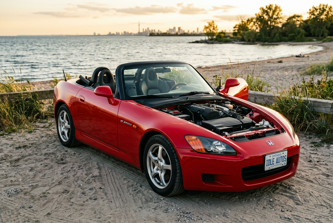 2003 Honda S2000 AP1 in New Formula Red at Hanlan's Point Beach