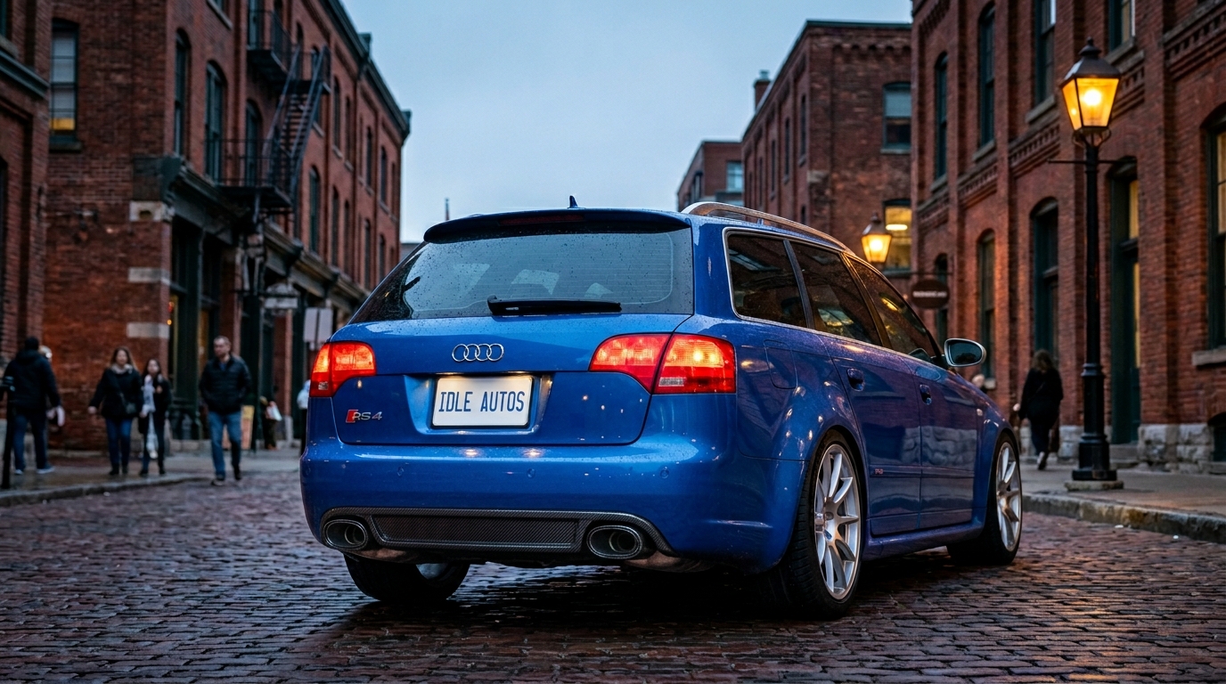 2007 Audi RS4 B7 Avant in Sprint Blue on Distillery District cobblestones